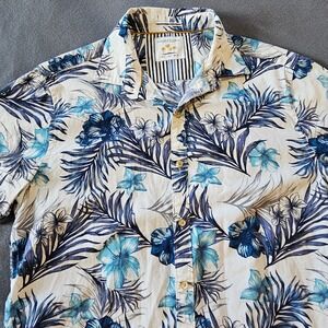DENIM & FLOWER Ricky Singh‎ Blue Floral Short Sleeve Button Down Shirt Men's S
